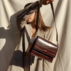 JW PEI Mini Croc Flap Bag - Brown